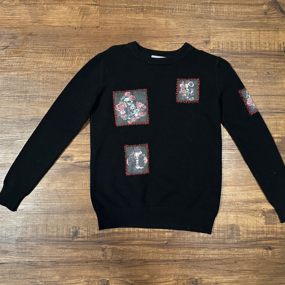 Dior homme vanitas Black wool cashmere blend Sweater with Floral Patches medium - Picture 8 of 8